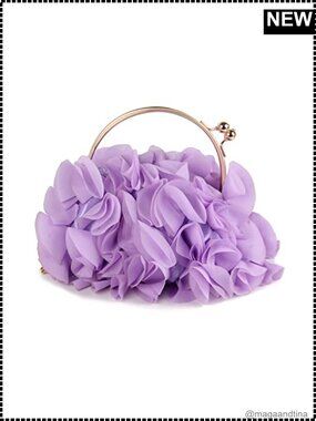 Satin Floral Clutch Evening Bag Kiss Lock Chain Strap Party Prom Handbag